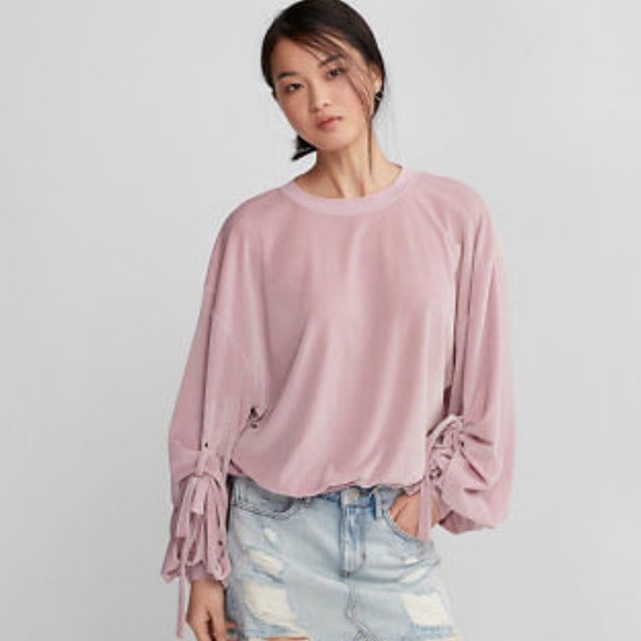 Express Tops - New Express tie sleeve velvet sweatshirt